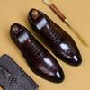 Genuine Cow Leather Brogue Wedding Business Men Casual Flats Vintage Handmade Oxford Shoes for Men Black Burgundy 2024