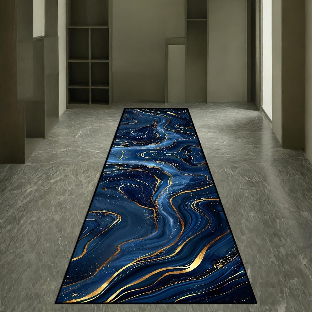 Läufer Teppich Langer Teppich Hochwertig Blau Fußmatte Flurteppich Küchenteppich Wohnzimmerteppich Schlafzimmerteppich Heimdekoration