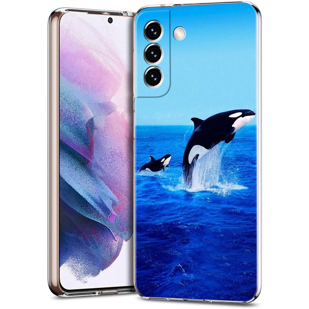 Phone Case For Samsung Galaxy S24 Ultra S23 FE S22 S20 S21 5G S10 S9 Plus S10E S8 Clear Orca ocean lovely killer whale Cover