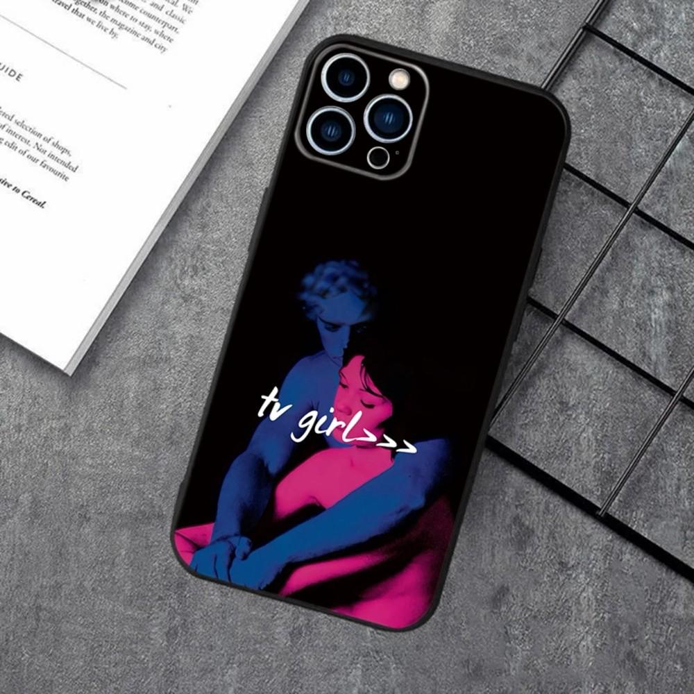 Band TV Girl Phone Case For Apple iPhone 15,14,13,12,11,XS,XR,X,8,7,Pro,Max,Plus,mini Silicone Black Cover