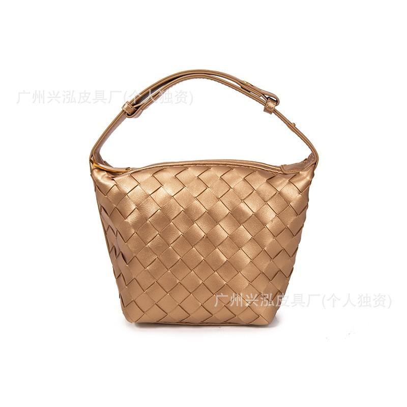 Woven Shoulder Bag Women Stylish Minimalist Crossbody PU Leather Small Square Tote With Zip Daily Use Handbag In