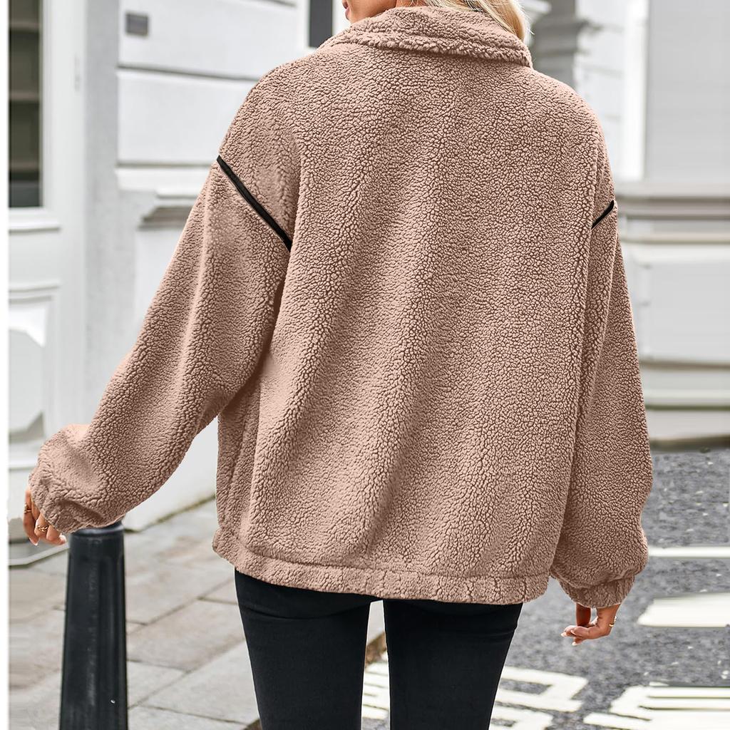 Women's Fashionable And Comfortable Regular  Thick Collar Coat Top Plush Warm Coat