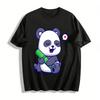 Cute Bamboo-Hugging Panda Print Casual Loose Fit Unisex T-Shirt Pure Cotton T-shirt