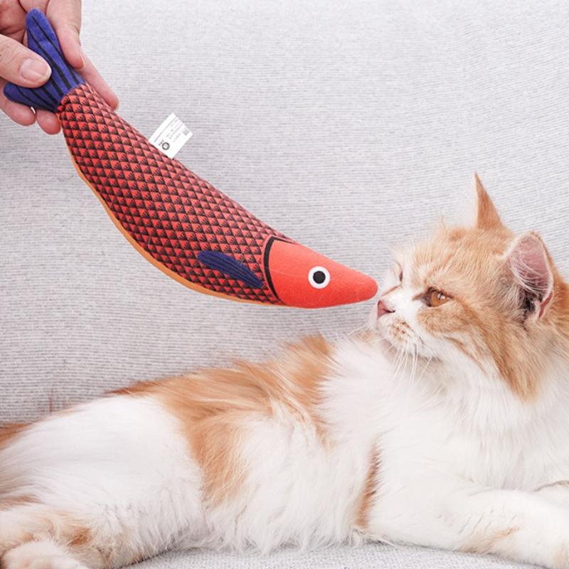 Fish Shape Catnip Cats Toy Soft Bite‑resistant Kitten Plush Toys Stress Relief Interactive Playing Supplies for Indoor Pet Cats