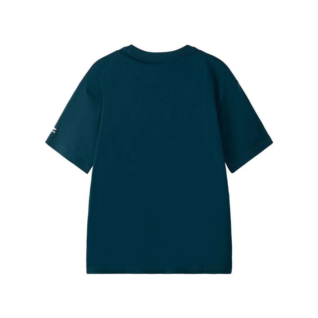 Li-Ning Fashionable Casual Breathable Short Sleeve T-Shirt Unisex Tops Dark-Reef-Green AHSW865-1