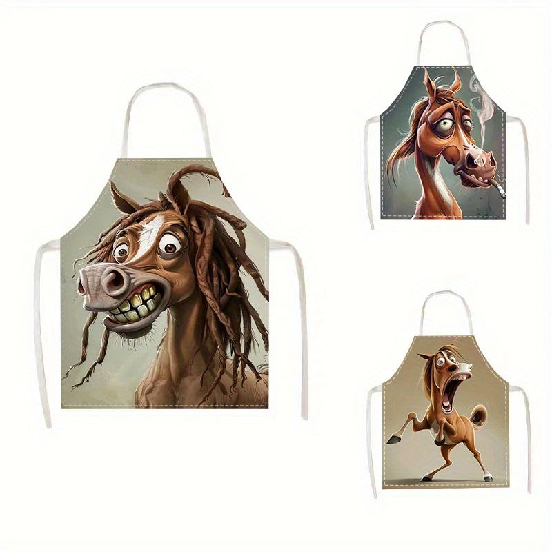 1pc, Creative Pony Pattern, All Seasons Apron, Kitchen and Home Use for Men and Women, Practical