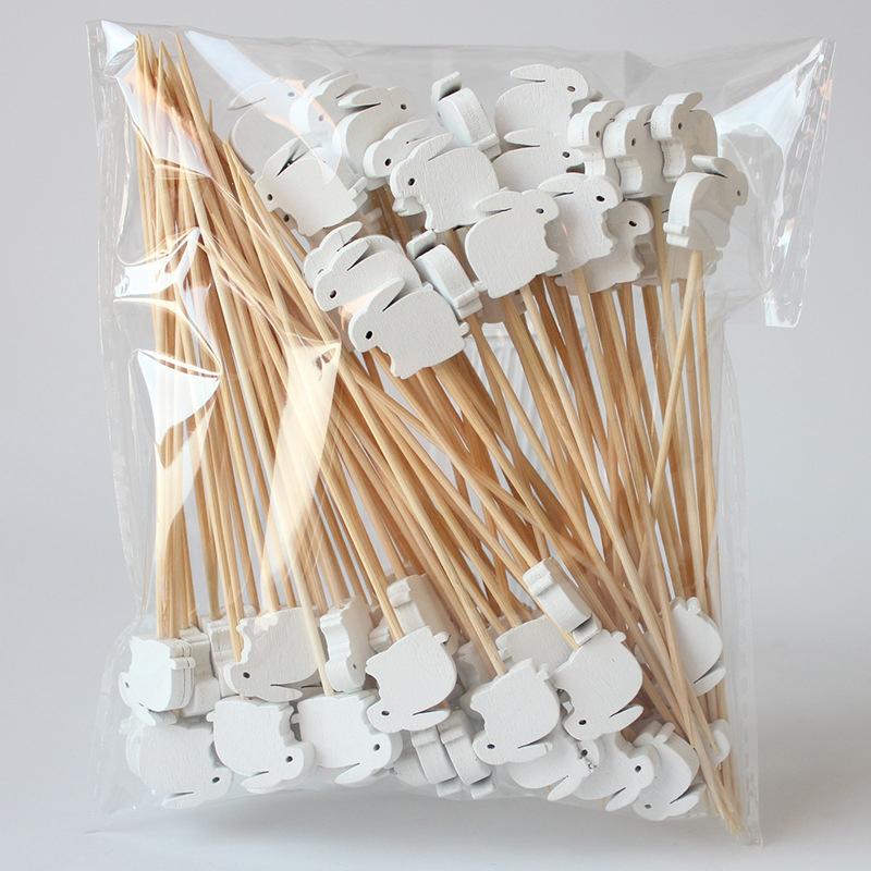 

100pcs Colorful Easter Fruit Sticks Bunny Easter Egg Cake Sandwich Bamboo Sticks Carrot Rabbit Happy Kids Birthday Party Decor