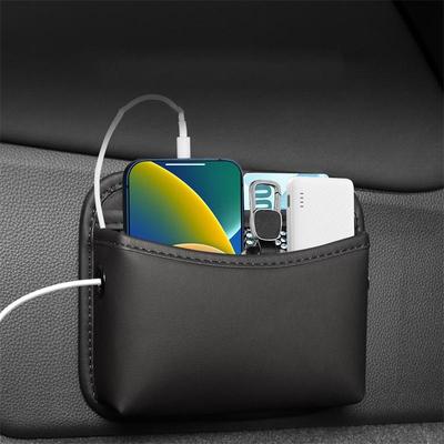 PU-Leder Auto-Organizer-Tasche Zum Sammeln Tasche Karten Telefon Schlüssel Klebekasten Selbstklebend Auto-Aufbewahrungstasche