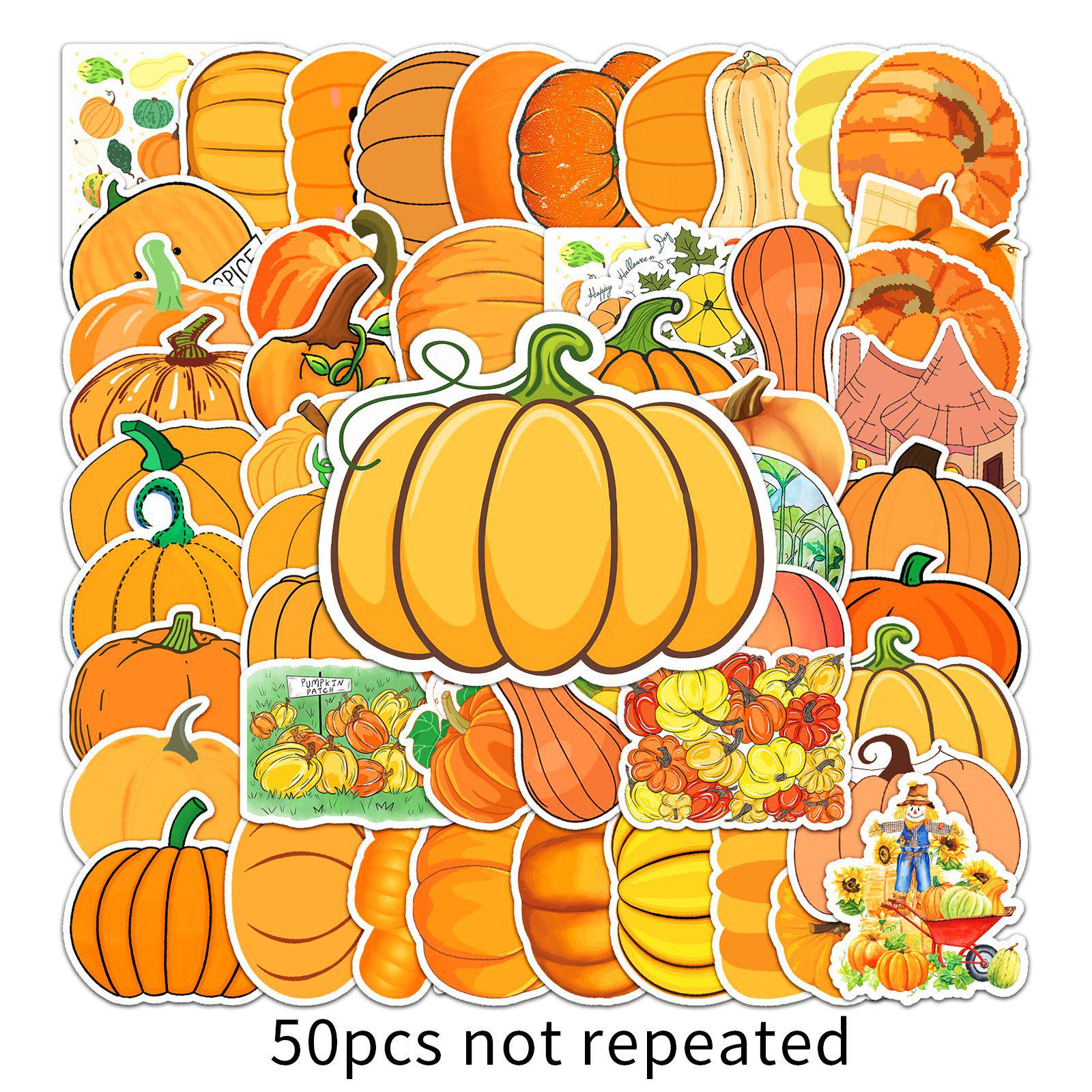 50PCS Waterproof Pumpkin Stickers for Luggage, Scooter, Laptop, and Tablet - Creative and Trendy Cartoon Decor