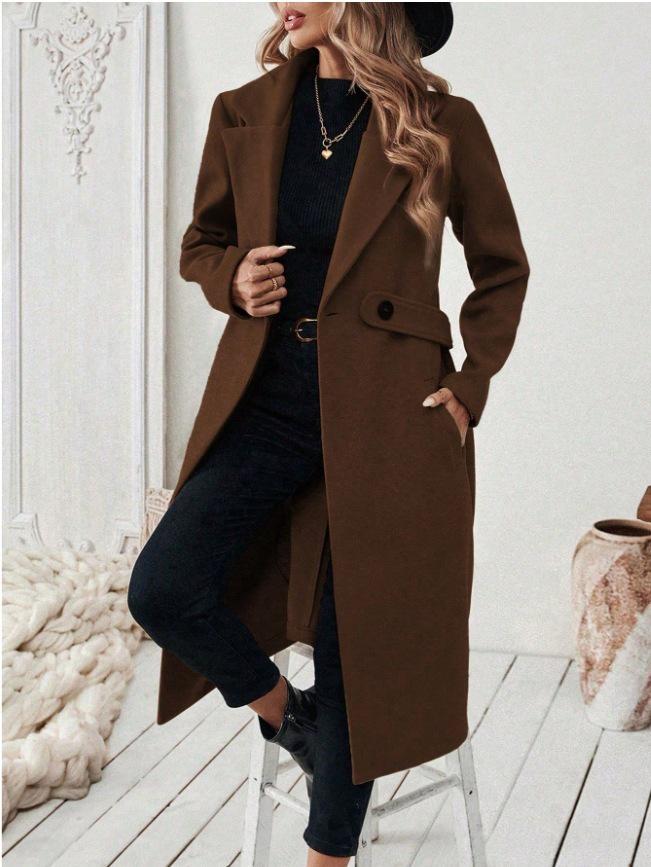 European & American Woolen Double-Breasted Lapel Coat - Autumn/Winter Collection 2026