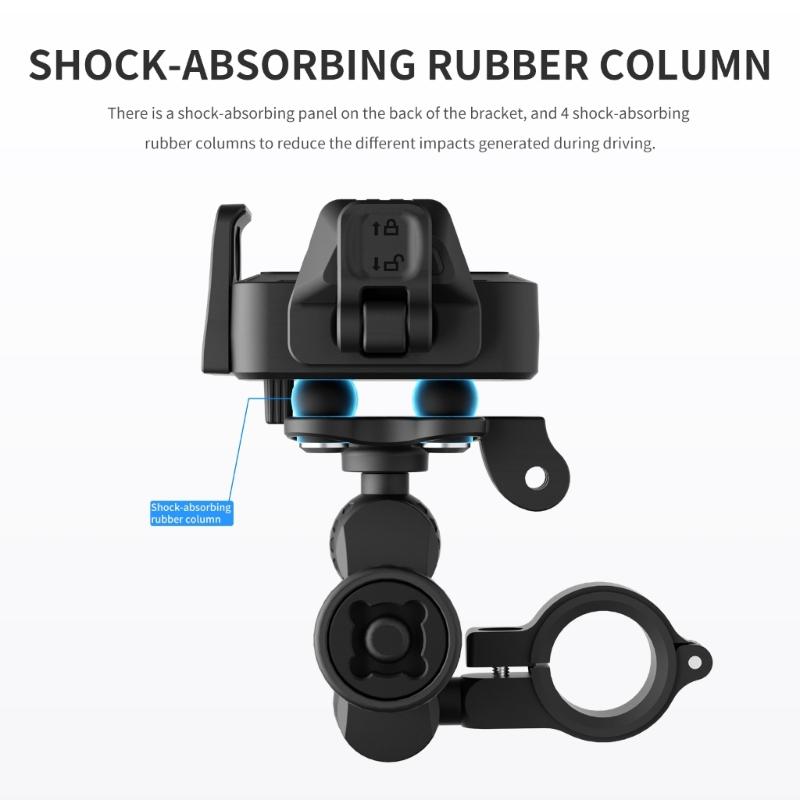 Motorcycle Phone Mount Holder Motorcycle Cellphone Mount, Bike Phone Handlebar Clamp with Anti Theft Lock