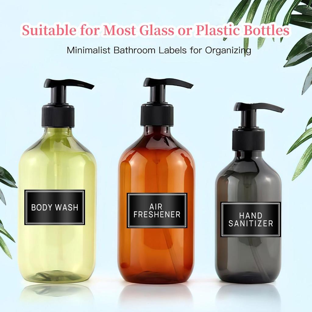 36PCS Bathroom Organizing Labels - Preprinted Waterproof Organization Labels for Glass Plastic Bottles, Hand Soap, Shampoo and Conditioner - Oil