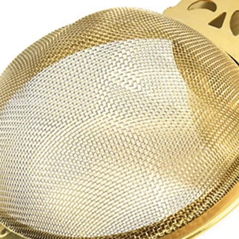 Tea Infuser Anti-rust Convenient 304 Stainless Steel Double Winged Handles Loose Leaf Tea Strainers for Home Gold/Silver