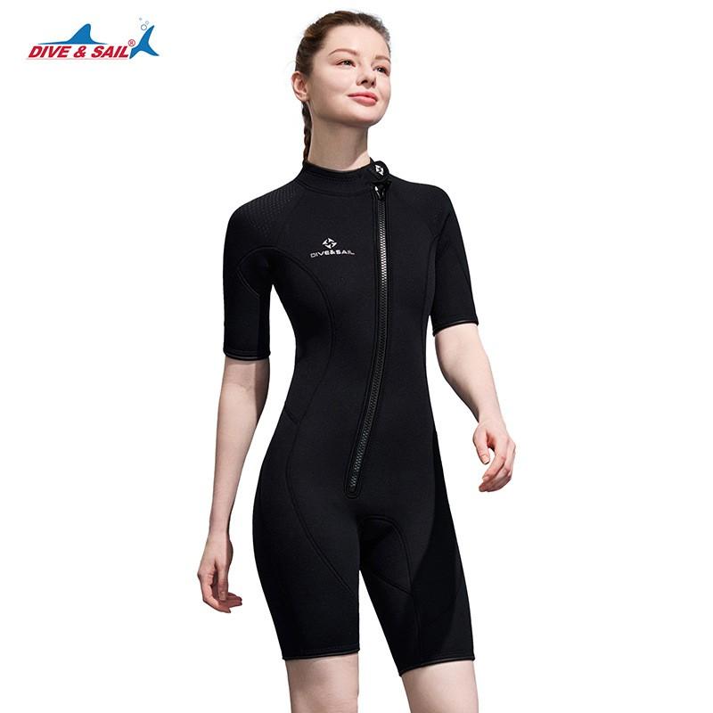Diving Suit Men's 2MM Front Open Short Sleeve Warm Women's One-piece Snorkeling Surfing Swimsuit Shorts