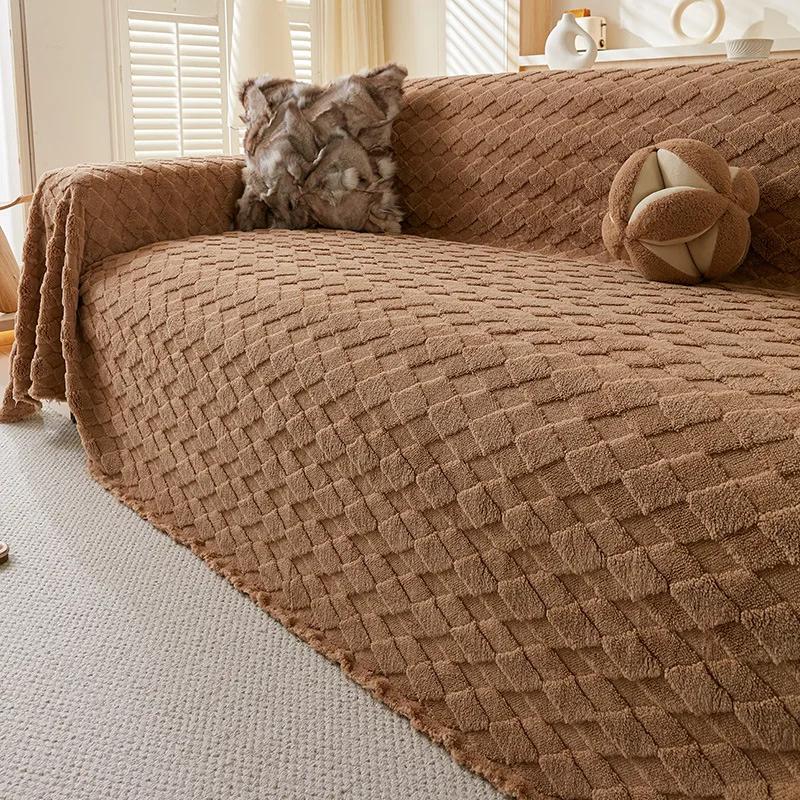 Winter Cotton Wool One-piece Sofa Cover Towel Thickened Warm Sofa Towel Winter Advanced Sofa Cushion Full Cover Towel Cloth