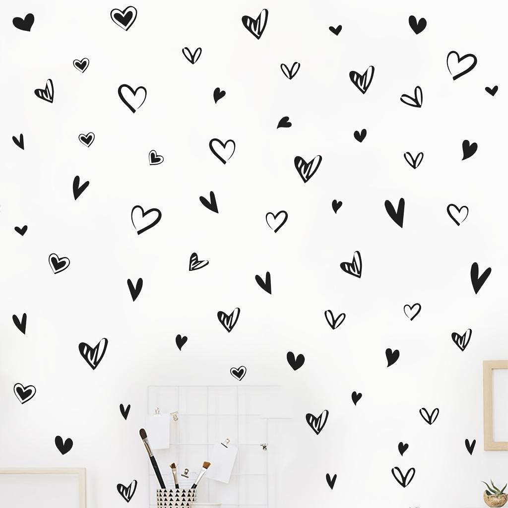 1pc Black Heart Wall Decals - Self-Adhesive Vinyl Heart-Shaped Stickers for Romantic Home Decor for Bedroom, Living Room, or Valentine's Day Wall Art