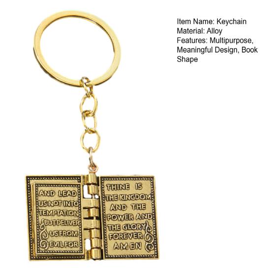 Christian Cross-shaped Keychain Alloy Keychain with Mini Book Pages Faithful Bag Charm Christian Anniversary Gift
