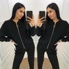3 teile/satz Gestrickte Pullover Anzug Casual Kette Weste Gestrickte Jacke + Elastische Hosen Drei-stück Sets Frauen Outfits