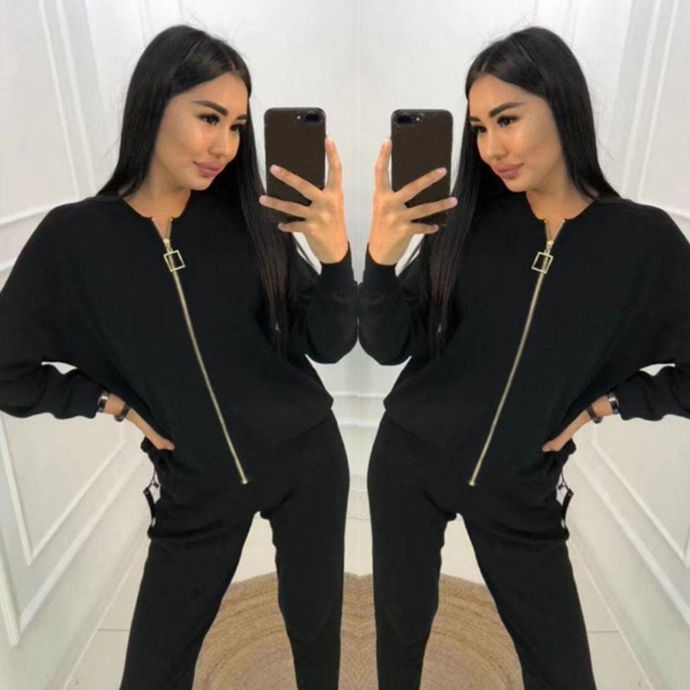 3 teile/satz Gestrickte Pullover Anzug Casual Kette Weste Gestrickte Jacke + Elastische Hosen Drei-stück Sets Frauen Outfits