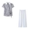 Elegant Chiffon Short-Sleeve Top for Middle-Aged & Elderly Women - Chinese Style Summer Shirt
