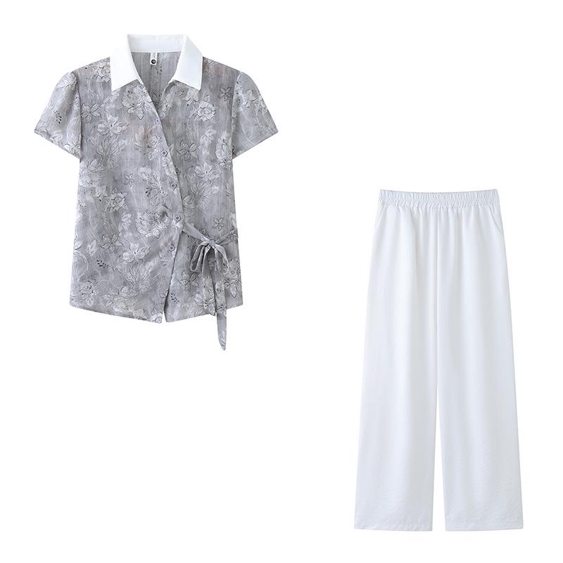 Elegant Chiffon Short-Sleeve Top for Middle-Aged & Elderly Women - Chinese Style Summer Shirt