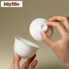 120ml Jade Clay Sweet White Glaze Porcelain Gaiwan Aesthetic Tea Tureen Tea Bowl with Lid Kit Tea Making Cover Bowl Teaware Gift