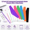 12 Stück Erweiterbare Binderhülle A4 Klarsichthüllen 11-Loch Binder Dokumentenvertragstasche Klemme
