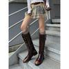 Belt Buckle But Knee Boots Low Heel High Knight Boots Women's 2025 New Retro Brown Western Cowboy Boots