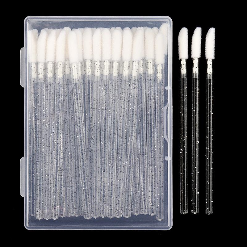 

50 pcs Nylon Lip Brush Makeup Tools with Crystal Handle
