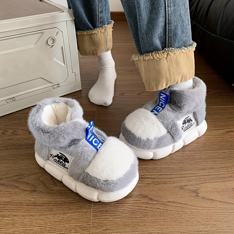 

Унисекс Зимние Тапочки с Толстой Подошвой из ЭВА - Плюшевые Флисовые Домашние/Уличные Туфли, Нескользящая Теплая Удобная Повседневная Обувь для Мужчин и Женщин 42-43 серый