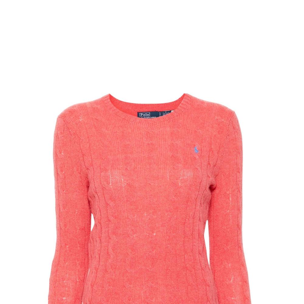 Polo Ralph Lauren Solid Logo Pattern Crew Neck Pullover Long Sleeve Sweater Women sweater Pink 211910421-024