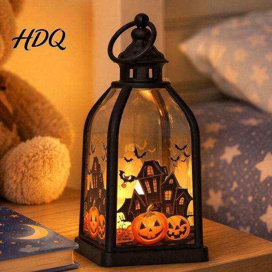 Halloween Decorations Candle Lantern, Decorative Spooky Witch Skeleton Pumpkin Tabletop Decoration Light for Haunted House, Front Porch, Gothic