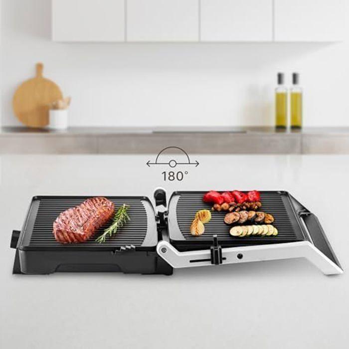 Grill Électrique - UFESA - Jaya 2000 - 2000W - Plaques Antiadhésives 29x23,2 cm - Ouverture 180