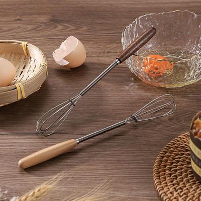 Metlička s rukojetí z masivního dřeva Kuchyňská mini nerezová metlička na vejce Šlehač mléka Metlička drátová na míchání šlehání