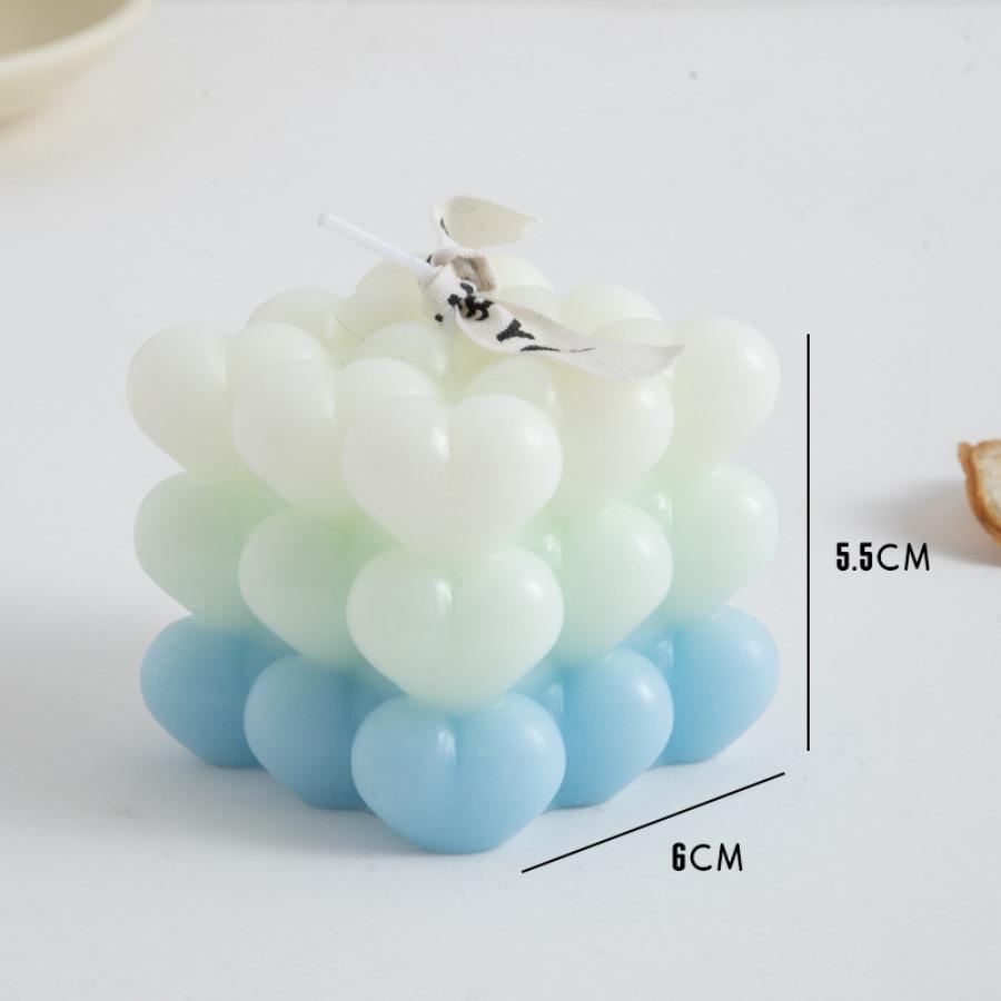 

1 шт. Ins style Gradient Love Bubble Cube свеча ручной работы ароматизированная свеча ароматерапия соевый воск свеча свадебная вечеринка украшение дома