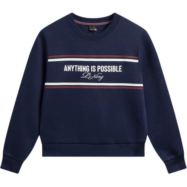 Li Ning Sports Trend Series Letter Round Neck Soft Simple Versatile Casual Sweatshirt Women sweatshirt AWDW156-4 M