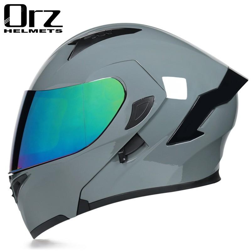 Full Face Motorcycle Helmet With Visor Flip-Up Men Women Adult ABS Safety Winter Riding Gear Gray Black
