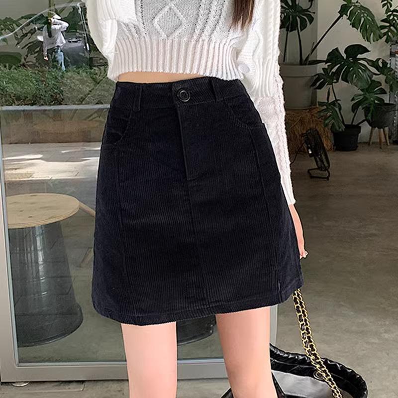 

Вельветовая юбка А-силуэта с высокой посадкой: Юбка миди с разрезом, облегающая, большого размера, в корейском стиле, осень/зима 2024 4XL