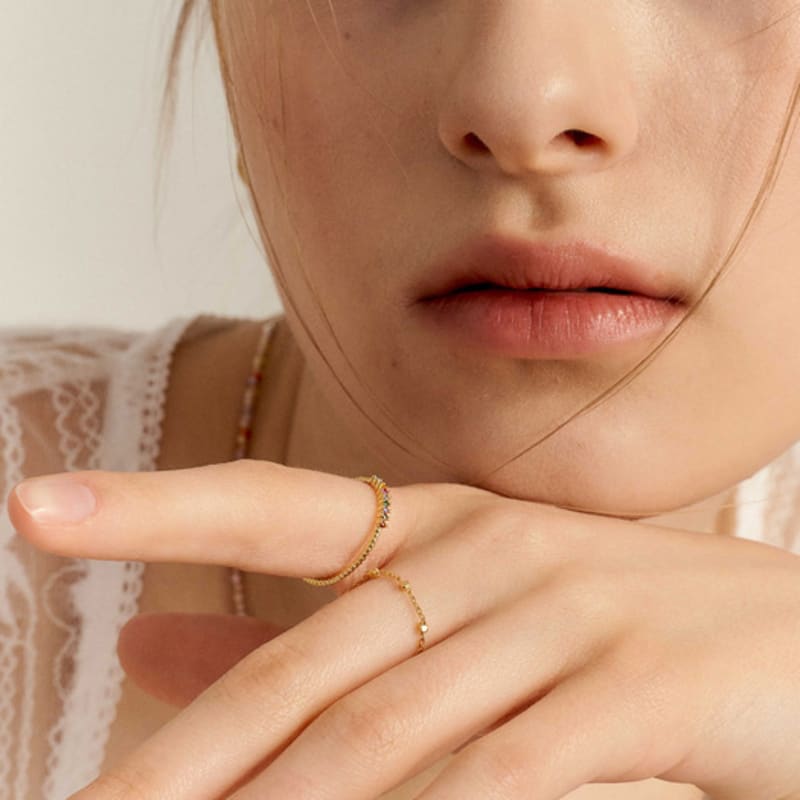 UNI.J [Ir241_1]Rainbow Sleek Silver Ring