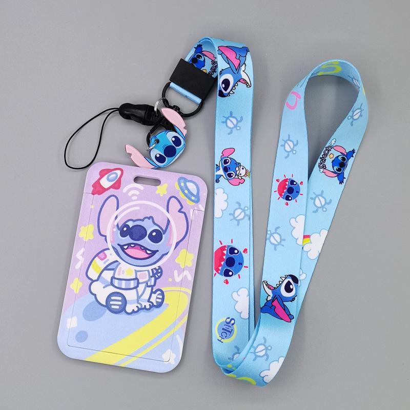 

Latest Stitch Card Holder Anti-lost Cartoon Neck Strap Card Holder nd Girls Toy Lanyard Badge Clip Present great for daily use -A4482