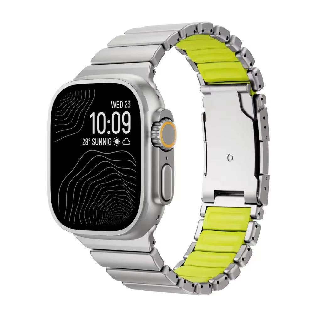 Titanium Rubber Band for Apple Watch Ultra 3 2 49mm 46mm 45mm 44mm Men No Gaps Strap for Iwatch 11 10 9 8 7 6 5 4 Se3 Bracelet