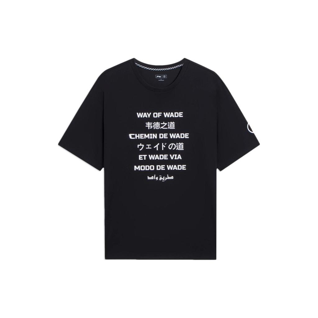 Li Ning Wade Collection T Shirts Unisex Black Crew Neck Moderate Straight Fit AHSS443-3