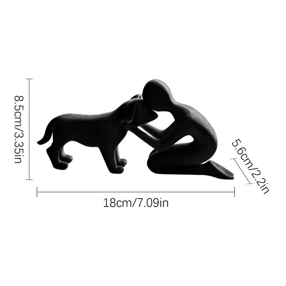 

Human Dog Friendship Statue Decor Abstract Art 3D Printed Funny Sculpture Man And Dog Small Figurines Ornament For Office Home чёрный
