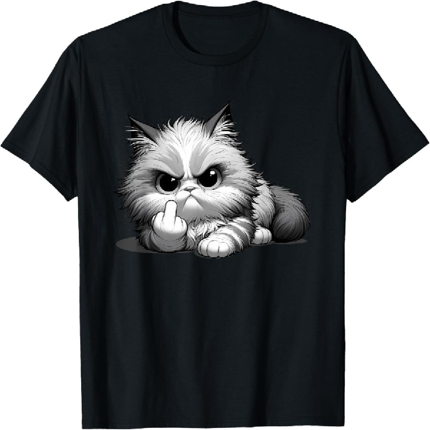 Забавная кошка средний палец саркастичная дерзкая сварливая футболка с заявлением S