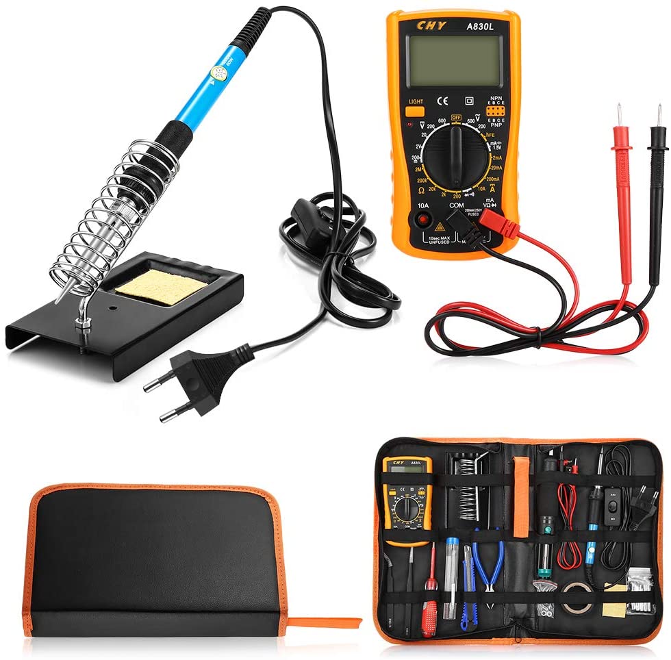 60W Electric Soldering Iron Gun Stand Tool Tweezers Kit Solder Welding Pen Welder