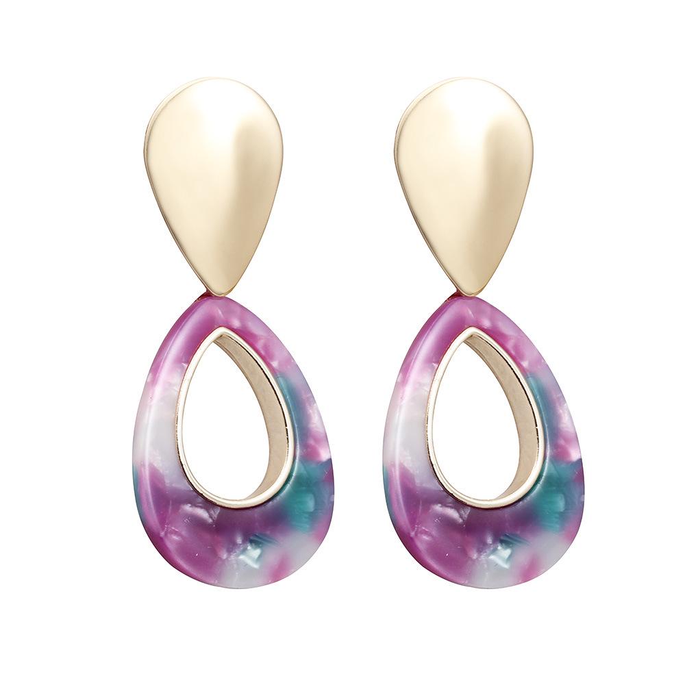 Girl All Matching Drop Water Oval Earrings Long Style Retro Earrings