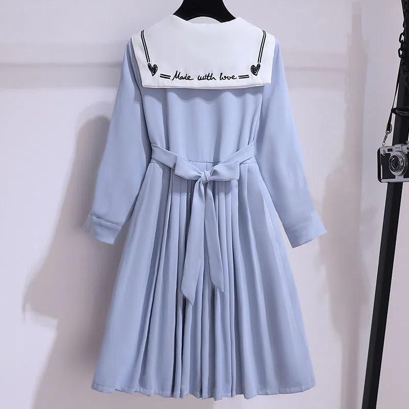 Girls' Navy Collar Princess Dress - College Style, Spring & Autumn Fashion