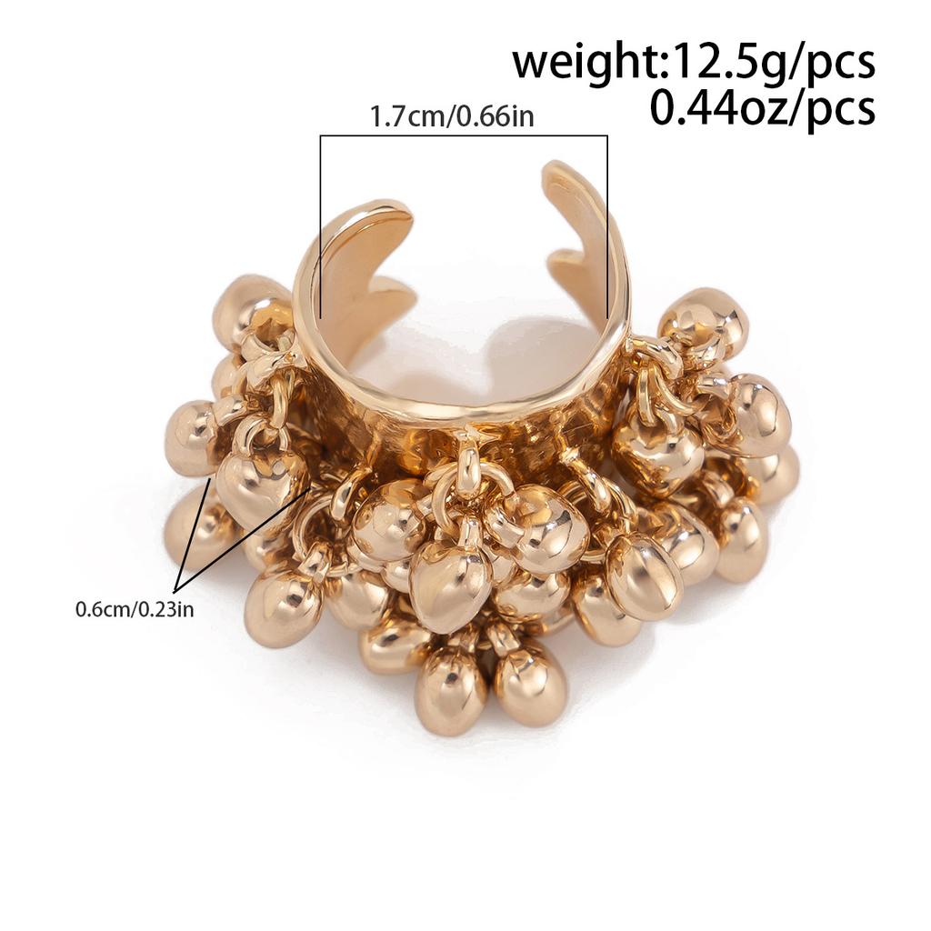 Colorful Stone Multi Pendant Tassel Bead Rings for Women Exaggerated Large Grunge Adjustable Finger Ring Geometric Jewelry Accessories Gift