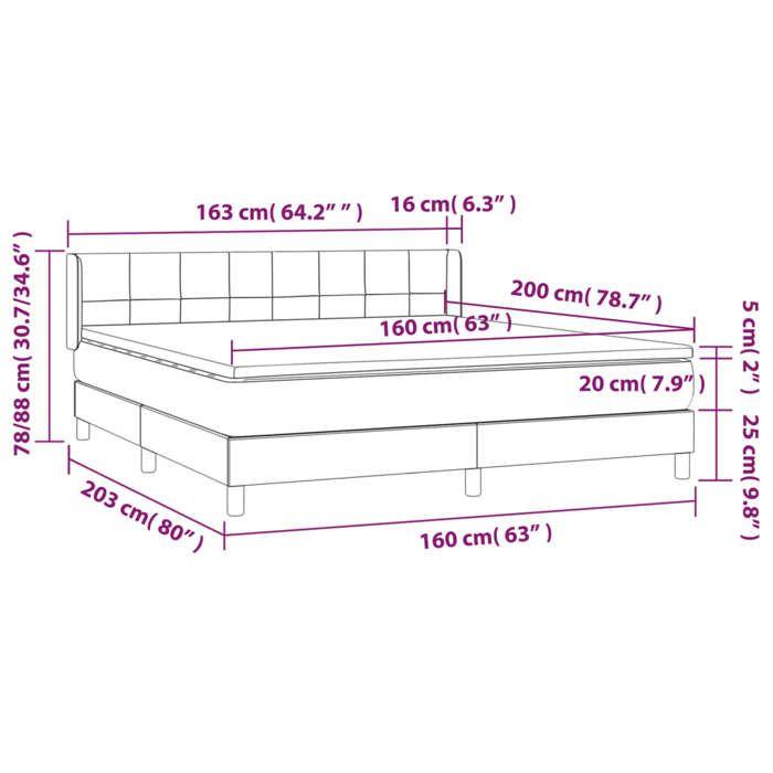 3130972 vidaXL Divan Bed with Mattress Pink 160x200 Cm Velvet