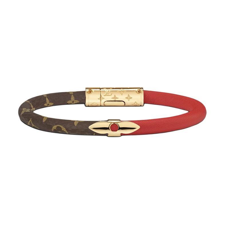 Louis Vuitton Calfskin Bangles Women's Brown & Red & Multicolor M6433